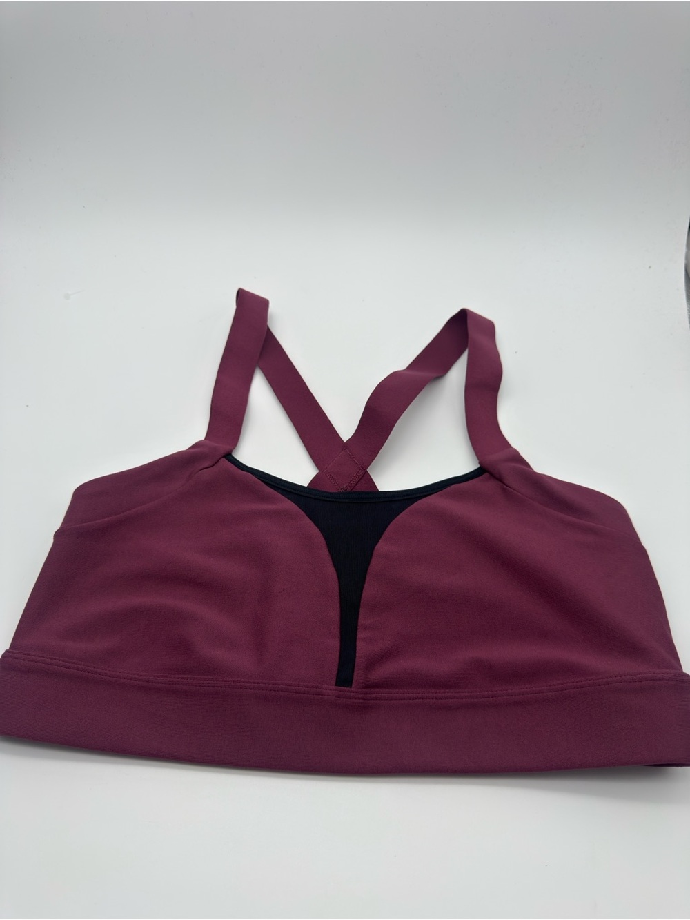 Under Armour Plum Sports Bra with Black Mesh Accent size M